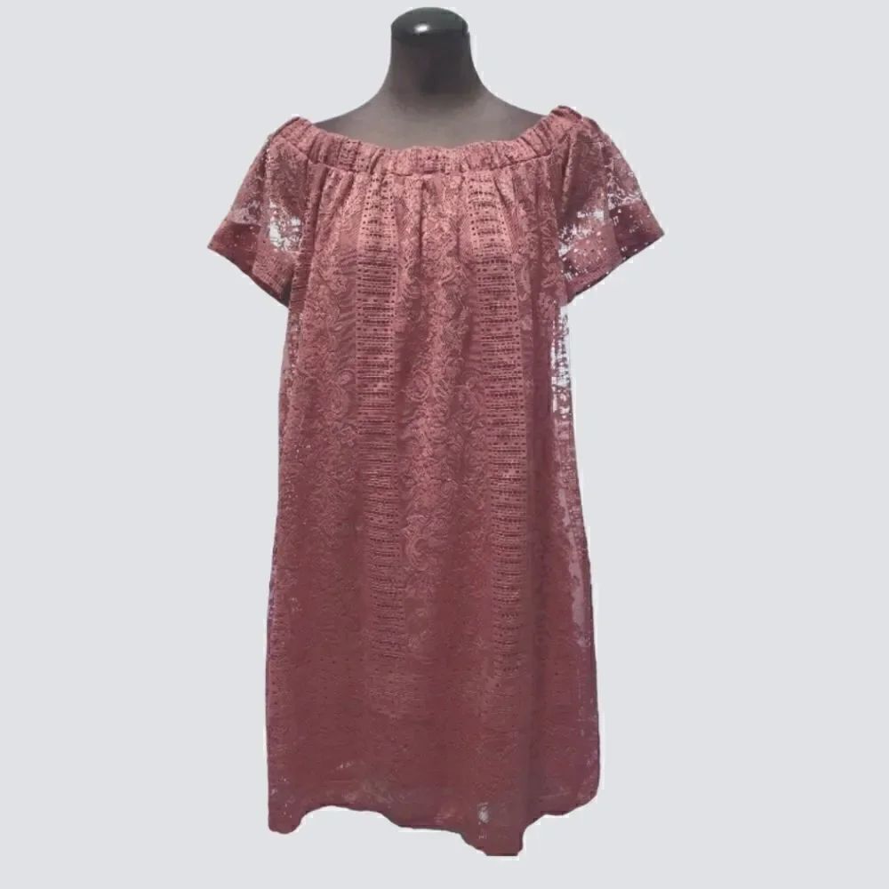 EC AUX OFF THE SHOULDER LACE TUNIC DRESS SZ. 10